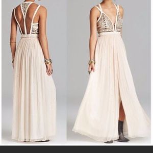 FREE PEOPLE CHAMPAGNE AND GOLD MAXI DRESS